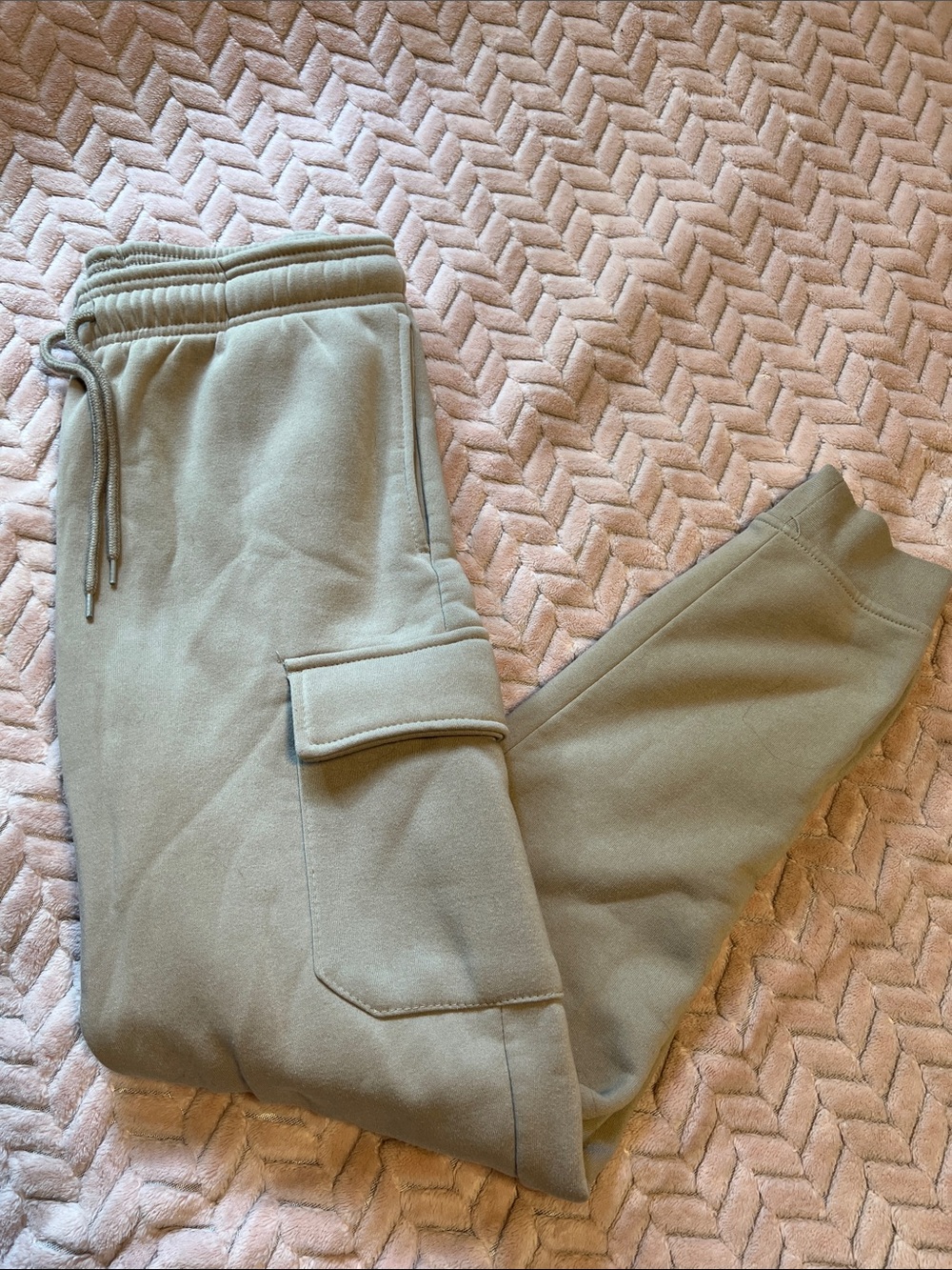 Tan Cargo Joggers with Drawstring Waist